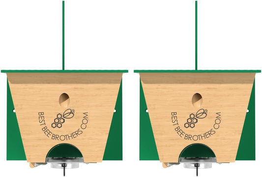 Best Bee Brothers Turbo Trap 2.0, Professional-Grade Carpenter Bee Trap for Outside with Bee Vault, Large Viewport & Spring-Loaded Door, 4.1” W x 4.8” H x 5.9” D